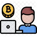 Usuario Computadora Portatil Bitcoin Icono