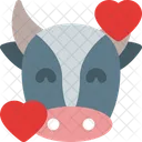 Vaca Sonriendo Con Corazones Icono