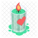Valentine Candle Heart Candle Glass Candle Icon