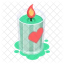 Valentine Candle Heart Candle Glass Candle 아이콘