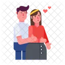 Valentine Couple Back Hug Couple Romance Icon