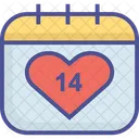 Valentine Day Calendar Fourteen Feb Icon