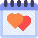 Valentine Day Time And Date Calendar Icon