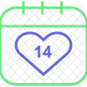 Valentine Day Calendar Fourteen Feb Icon
