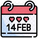 Valentines Day Fourteen February 14 Feb Calendar Icon
