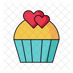 Valentines day muffin with hearts  Icon