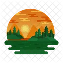 Sunset View Valley Evening Landscape Icon