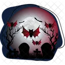 Vampire party with bats and blood-red decorations  Icon