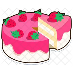 Vanilla Strawberry Cake is being divided  Icon