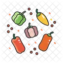 Variedad De Pimientos Verdura Comida Icono
