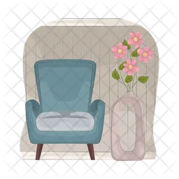 Vase beside the chair  Icon