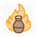 Ton Vase Feuer Icon