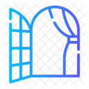 Ventana Cortina Abierta Icono