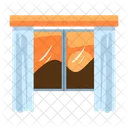 Ventana abierta con cortinas  Icono