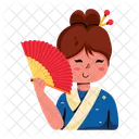 Nina China Abanico Abanico Chino Icono