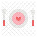 Abendessen Liebe Gericht Symbol