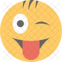 Verruckt Gesicht Festgefahren Symbol