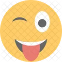 Verruckt Gesicht Festgefahren Symbol