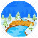 Winterlandschaft Verschneite Brucke Verschneite Baume Icon