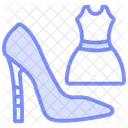 Icone De Linha Duotonica De Vestido E Salto Icon
