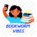 Vibracoes De Leitor Avido Bibliofilo Leitura De Livros Ícone