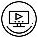 Video en monitor de computadora con botón de entrada  Icono