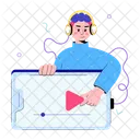Listening Video Video Streaming Watching Video Icon