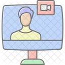 Videoconference Icone Couleur Lineaire Icon