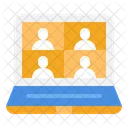 Videoconferencia Portatil Reunion En Linea Icono