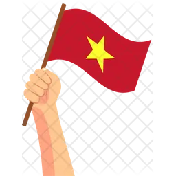 Vietnam hand holding Flag Icon