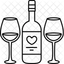 Corazón de vino con copa  Icon