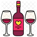 Vino Corazon Con Copa Amor San Valentin Icon