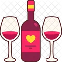 Corazón de vino con copa  Icon