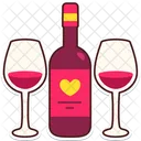 Corazón de vino con copa  Icon