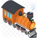 Vintage Steam Train Isometric Icon Icon