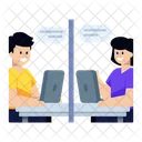 Online Employees Virtual Chatting Virtual Meeting Icon