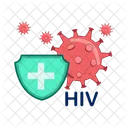 Virus hiv with shield medicine  Icon