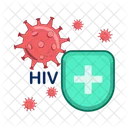 Virus hiv with shield medicine  Icon