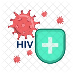 Virus hiv with shield medicine  Icon