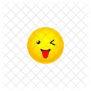 Visage Clignotant Avec Sourire De Langue Emoji Smiley Icon