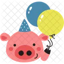 Cochon Anniversaire Ballon Icône