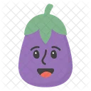 Visage Heureux Brinjal Emoji Emoticone Icône