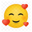 Visage Souriant Avec Des Coeurs Emoticone Emoji Icône