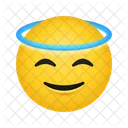 Visage Souriant Avec Un Halo Visage Emoji Icône