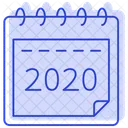 Vista Del Calendario Anual Ano 2020 Icono