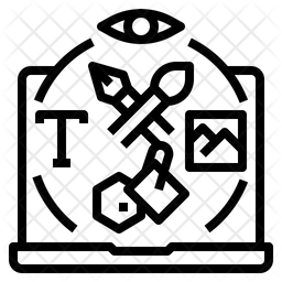 Visual Design Icon - Download in Line Style