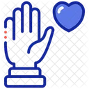 Volunteer hand holding heart  Icon
