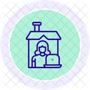 Von Zuhause Arbeiten Farbkreis Symbol Icon