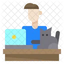 Mann Katze Laptop Symbol