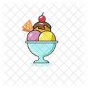 Waffle with bowl ice cream  Icon